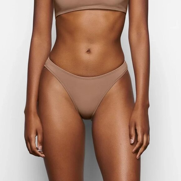 SKIMS Shaping Swim Dipped Bikini Bottom Lot of 2 Sienna Cocoa 2X - Picture 2 of 11